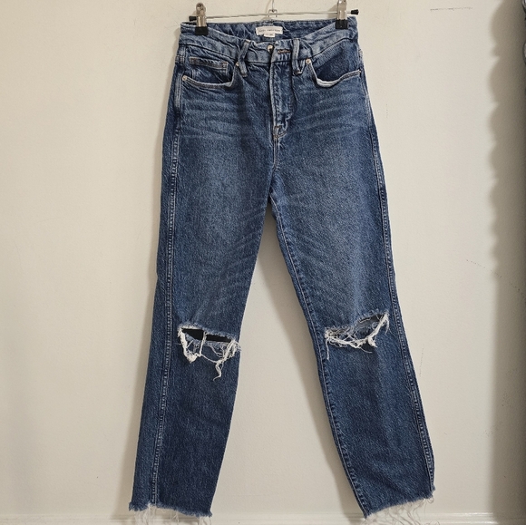 Good American good good curve straight leg distressed jeans size 25 - Picture 6 of 9